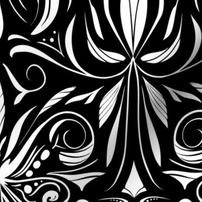 Delicate Damask- Black and White