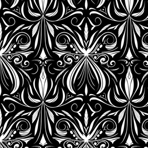 Delicate Damask- Black and White