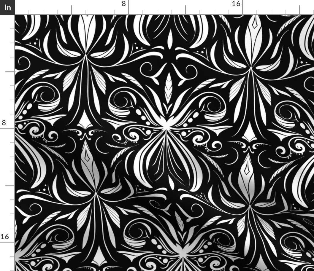 Delicate Damask- Black and White