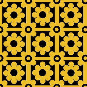 Gold Floral Geometric Tile Pattern