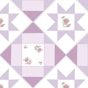 Cottage Core Floral Quilt Block - Earthy Purples