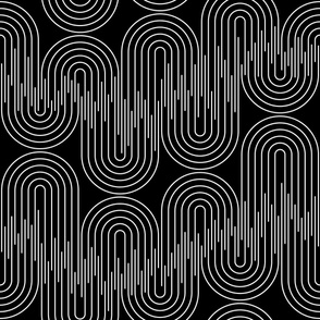 Modern Geometric Abstract Soundwaves - White on Black