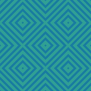 Trippy Nesting Diamonds / Psychedelic / Geometric / Peacock Green Olympic Blue / Medium