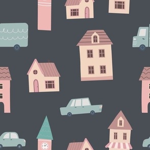 Houses and Shops in Cozy Downtown - on Grey