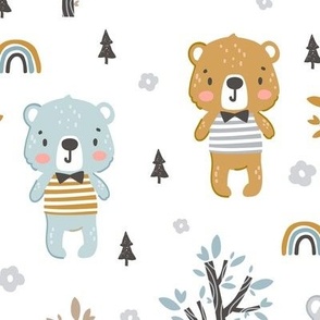 Cute Cartoon Bears in the Woods
