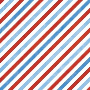 4th of July Celebrations - Red White and Blue Diagonal Stripes (S)