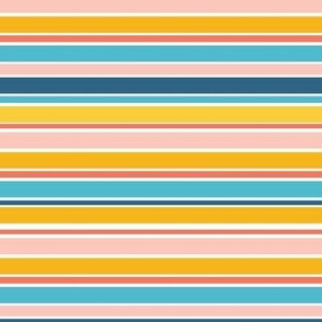 Hip Hip Hooray - Horizontal Stripe in Yellow, Blue, and Pink