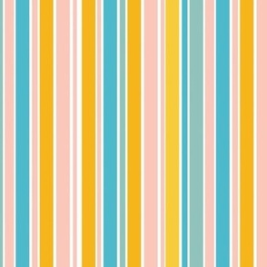 Hip Hip Hooray - Vertical Stripe in Yellow, Blue, and Pink