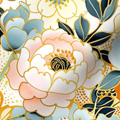 Japanese Inspired Floral No 16 with Gold Details