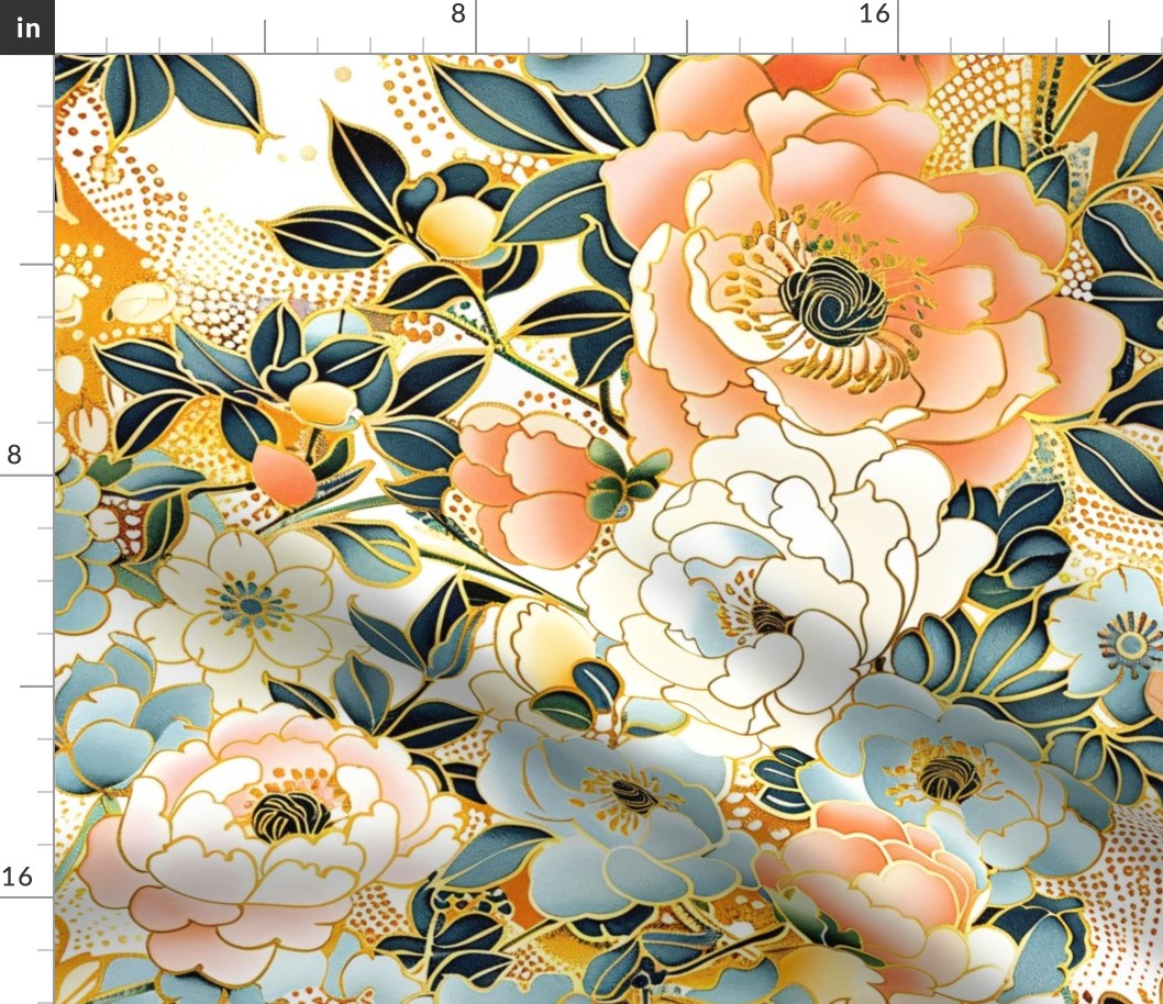 Japanese Inspired Floral No 16 with Gold Details