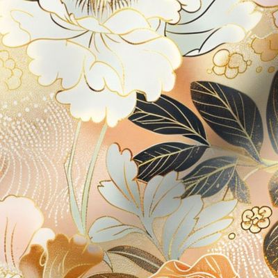 Japanese Inspired Floral No 11 with Gold Details