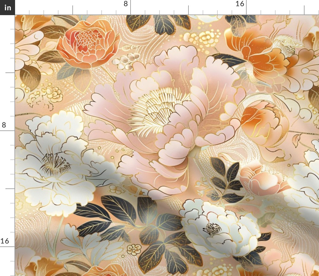 Japanese Inspired Floral No 11 with Gold Details