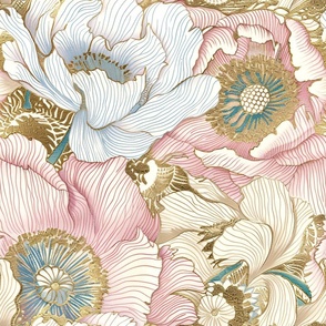 Japanese Inspired Floral No 9 with Gold Details