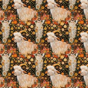 Celestial Capricorn: A Klimt-Inspired Goat Print
