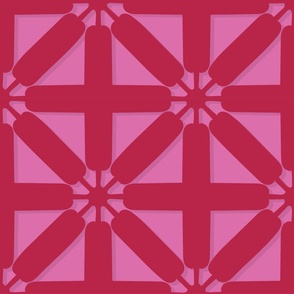 Large Star Cross Lattice Breeze Block - Raspbetry Red and Bubblegum Pink