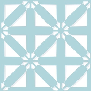 LARGE Star Cross Lattice Breeze Block - White and Coastal Ocean Sea Breeze Blue