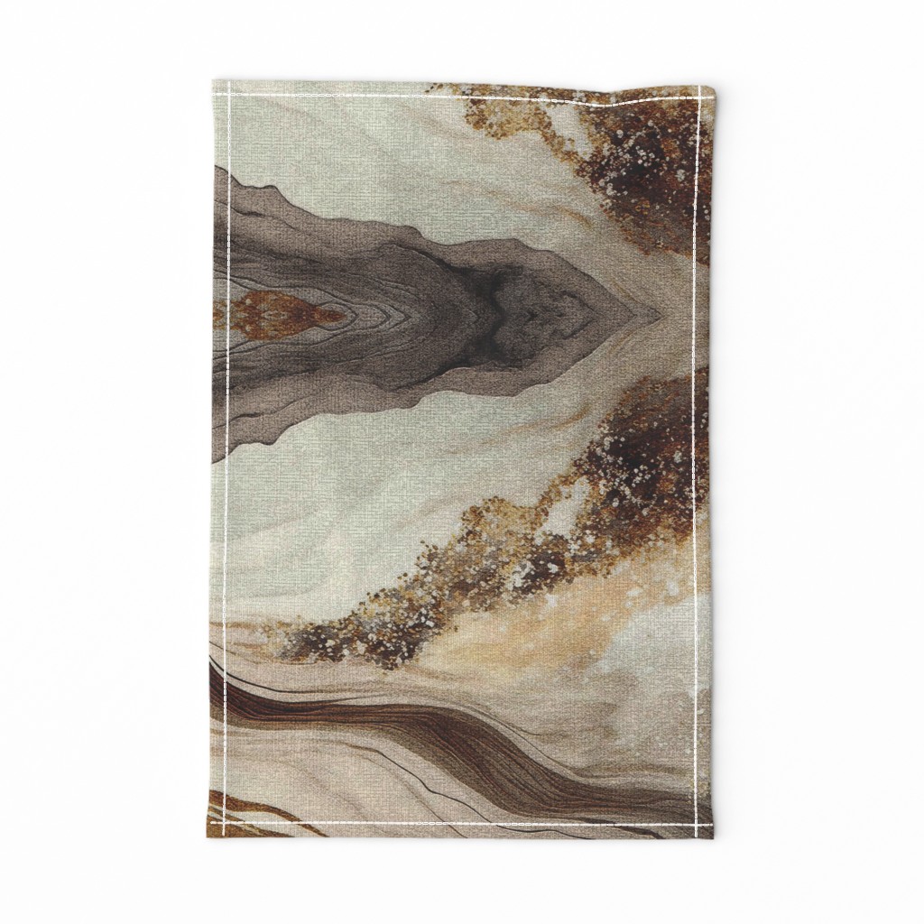 Marble Textured Wallpaper in Gold, Brown, and Cream Tones