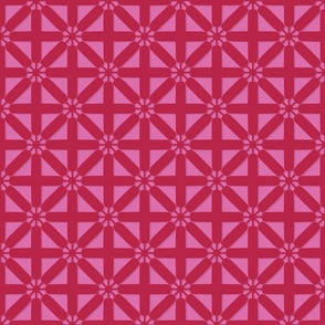 SMALL Star Cross Lattice Breeze Block - Raspberry Red and Bubblegum Pink
