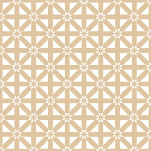 SMALL Star Cross Lattice Breeze Block - White and Golden Beach Sand Brown