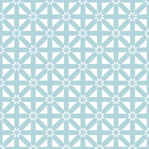 SMALL Star Cross Lattice Breeze Block - White and Coastal Ocean Sea Breeze Blue