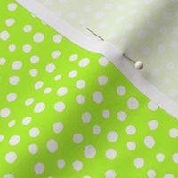 White Doodle Dots on Lime Green (#bbfe32)