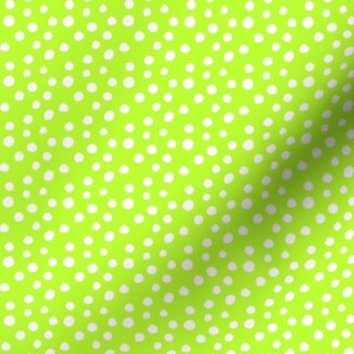 White Doodle Dots on Lime Green (#bbfe32)