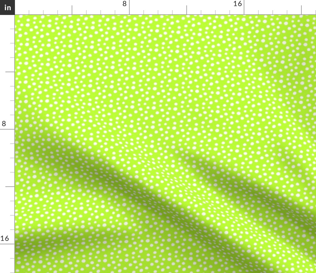 White Doodle Dots on Lime Green (#bbfe32)