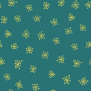 Starry flower buds - teal yellow