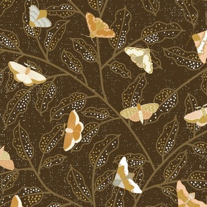 Moths for gold metallic wallpaper
