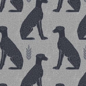 Art Deco greyhounds -light background (best for metallics)