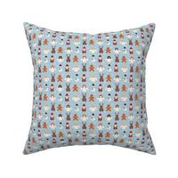 Mini - Cute Geometric Christmas Characters & Festive Stars - Cold Baby Blue & Winter White