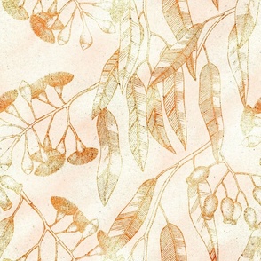 Eucalyptus garden floral | outline on bright texture | medium