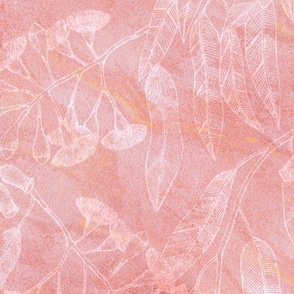 Eucalyptus garden floral | outline on bluish pink texture | large