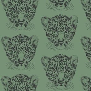 Leopard cub vintage green - small scale