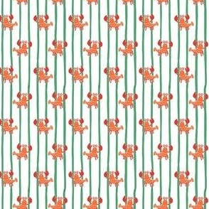 XXS - Cute lobster stripe - orange red lobsters on a Kelly green and white stripe - cute kids nursery childrens clothing - preppy summer kawaii - tiny micro