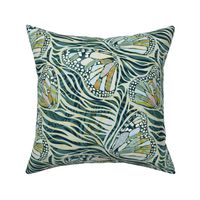 (S) Abstract Boho Butterfly Zebra - Animal Print 5 Teal Green Textured