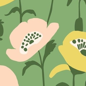 Blooming Poppy Flower - Sage Green - Jumbo