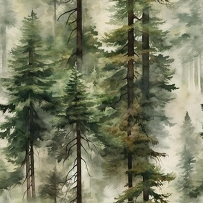 Watercolor pine trees,forest,nature 