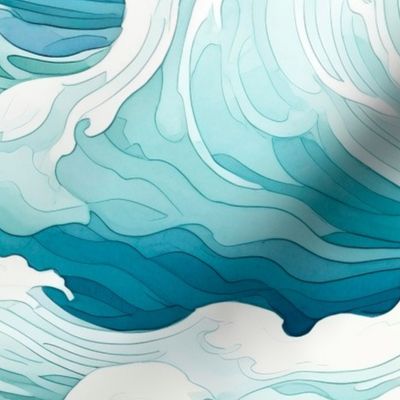 Waves,ocean,water,blue sea ,large scale 