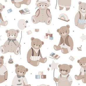 Teddy bears/Vintage toys/gender neutral nursery-Medium scale