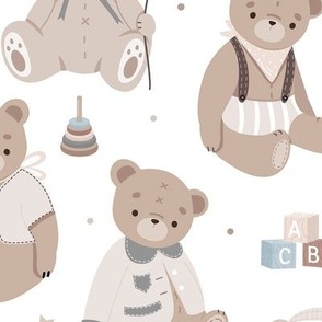 Teddy bears/Vintage toys/gender neutral nursery-Large scale