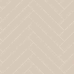 chevron / herringbone, neutral beige with white lines, distressed -long  (M)