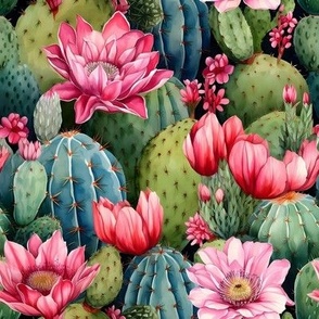Smaller Pink Flowers and Cactus 3