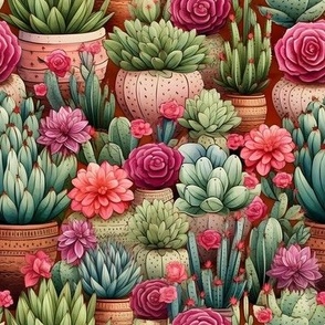 Smaller Pink Flowers and Cactus 4
