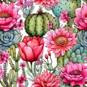 Smaller Pink Flowers and Cactus 5