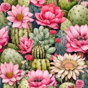 Smaller Pink Flowers and Cactus 11