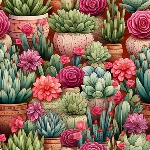 Bigger Pink Flowers and Cactus 4