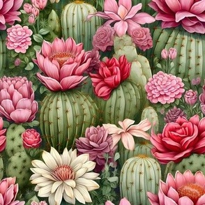 Smaller Pink Flowers and Cactus 2