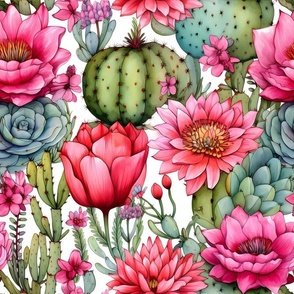 Bigger Pink Flowers and Cactus 5