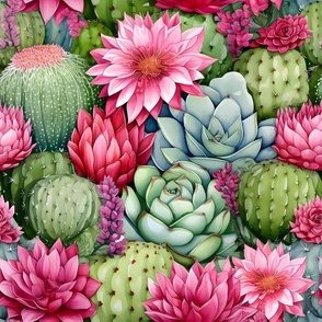 Bigger Pink Flowers and Cactus 8